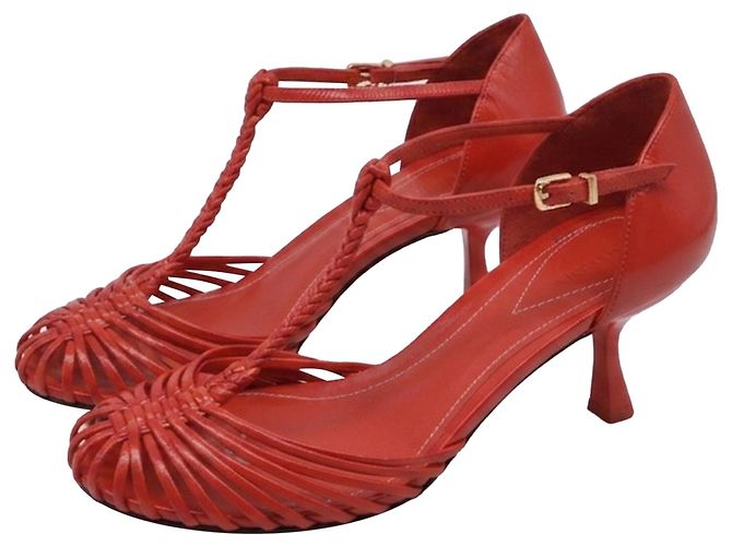 Zimmermann Braided T-Strap Pumps aus rotem Leder - Ansicht 4