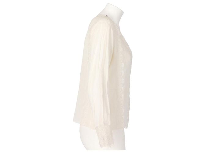 Camicetta in pizzo trasparente Gucci Bianco - vista 2