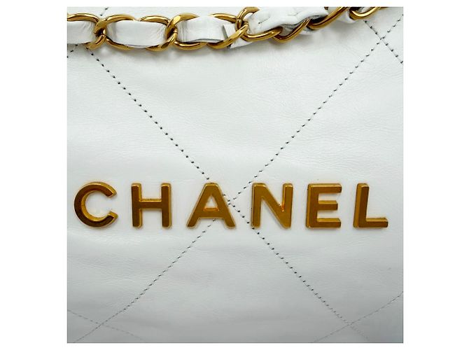 Timeless Chanel Quilted Small Chanel 22 in pelle di vitello lucida bianca Marrone Rosso - vista 5