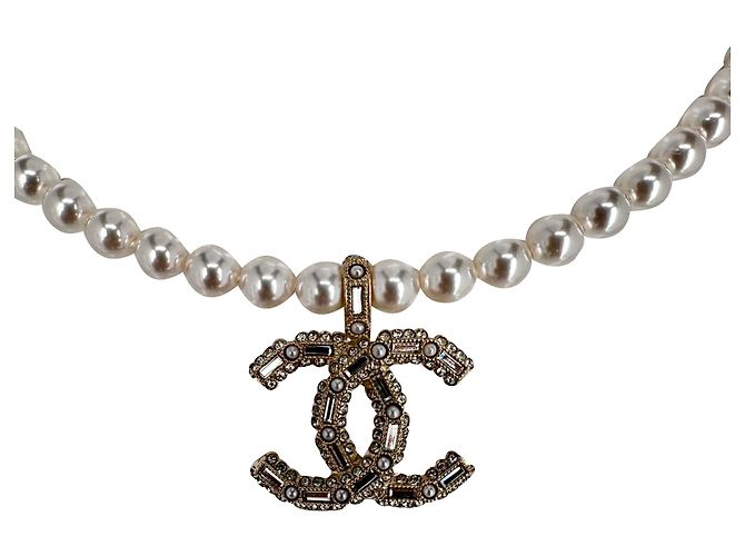 Timeless Collana Chanel CC con perle impreziosite in strass dorato D'oro - vista 3