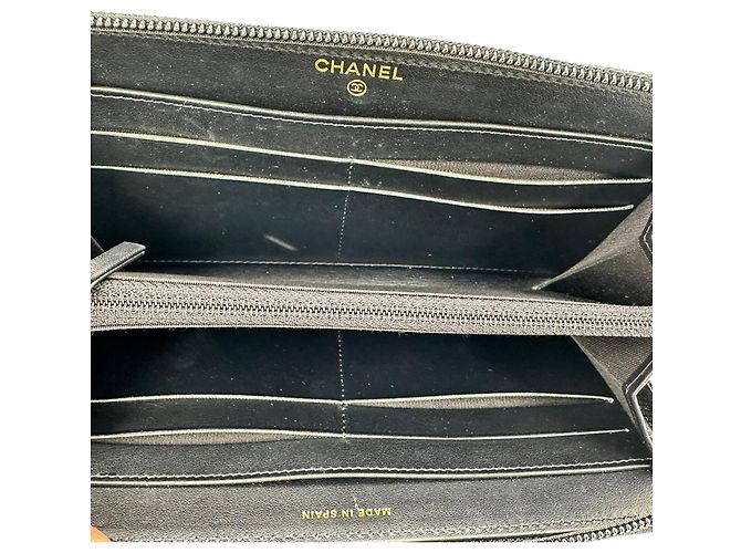 Cartera larga con cremallera Chanel Timeless CC en piel caviar negro - vista 11