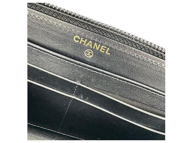 Cartera larga con cremallera Chanel Timeless CC en piel caviar negro - vista 12