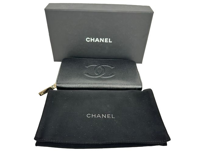 Cartera larga con cremallera Chanel Timeless CC en piel caviar negro - vista 20