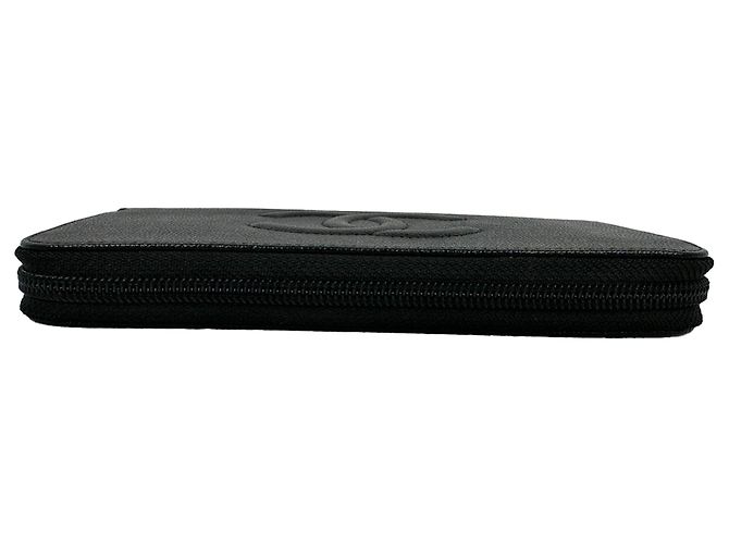 Cartera larga con cremallera Chanel Timeless CC en piel caviar negro - vista 7