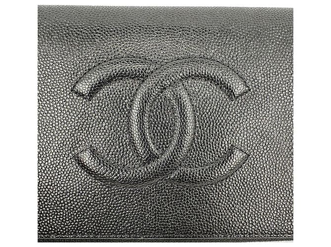 Cartera larga con cremallera Chanel Timeless CC en piel caviar negro - vista 8