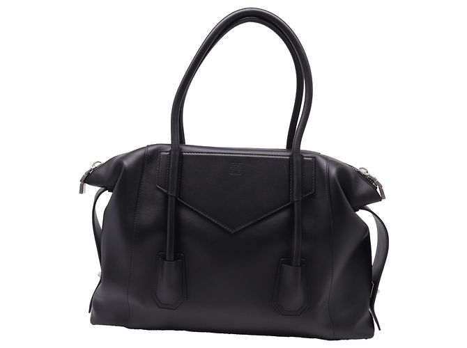 Borsa Tote Givenchy Antigona Lock Soft Medium in pelle nera Nero - vista 4