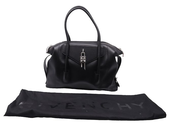 Borsa Tote Givenchy Antigona Lock Soft Medium in pelle nera Nero - vista 5