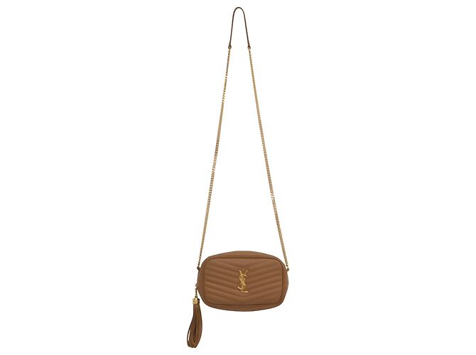 Yves Saint Laurent Borsa a tracolla Mini Lou Chevron in pelle beige Saint Laurent Stampa python - vista 2
