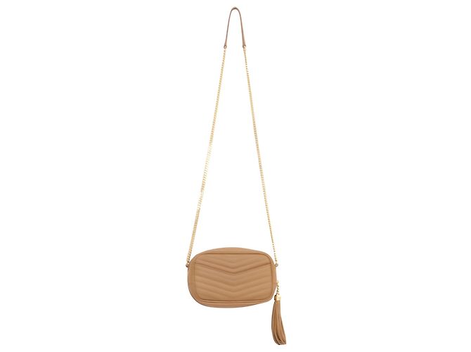 Yves Saint Laurent Borsa a tracolla Mini Lou Chevron in pelle beige Saint Laurent Stampa python - vista 3