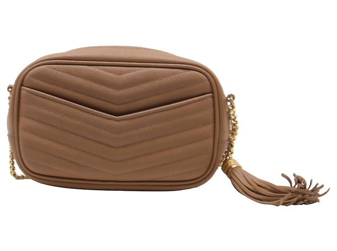 Yves Saint Laurent Borsa a tracolla Mini Lou Chevron in pelle beige Saint Laurent Stampa python - vista 5