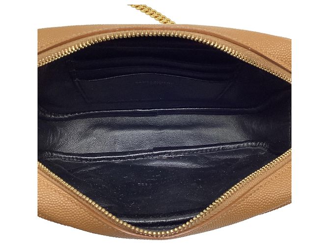 Yves Saint Laurent Borsa a tracolla Mini Lou Chevron in pelle beige Saint Laurent Stampa python - vista 6