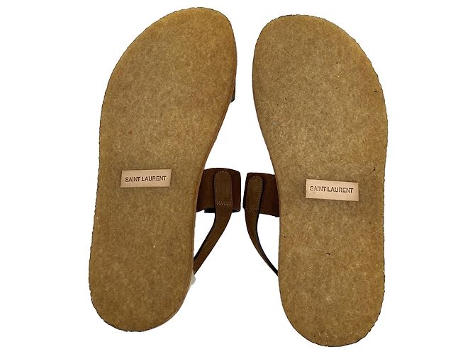Sandali slingback in scamosciato marrone con fodera in shearling Saint Laurent - vista 7