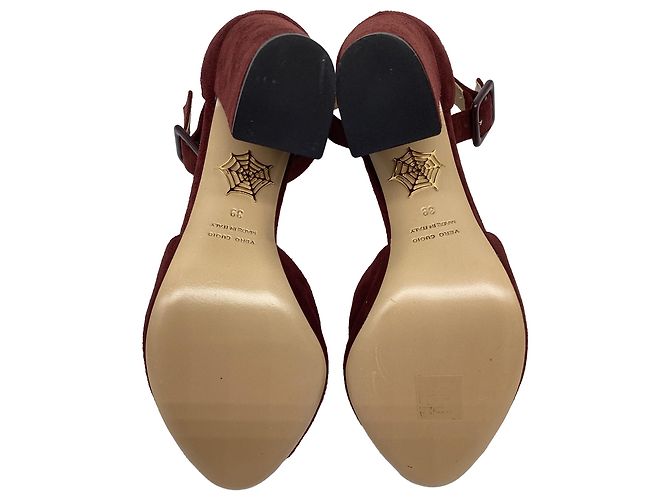 Sling Back Block Heel Charlotte Olympia sin Burgundy Suede - vista 6