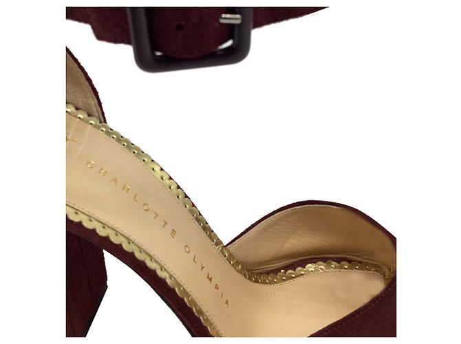 Sling Back Block Heel Charlotte Olympia sin Burgundy Suede - vista 7