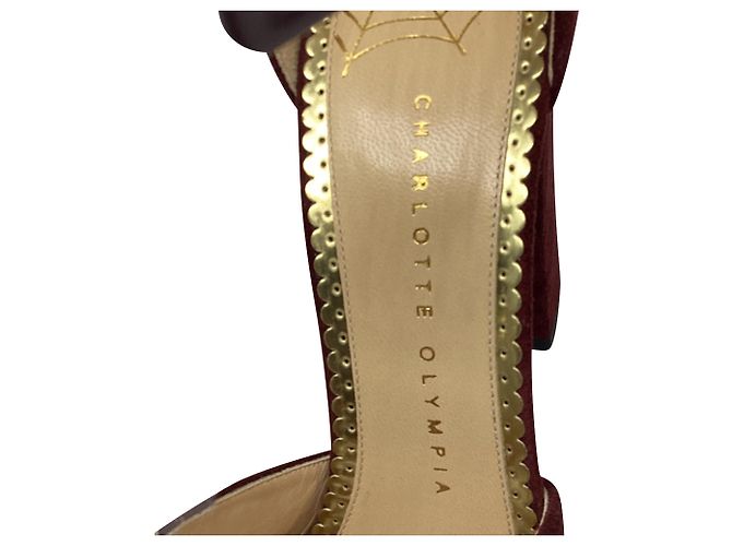 Sling Back Block Heel Charlotte Olympia sin Burgundy Suede - vista 8