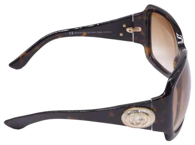 Gafas de sol Gucci GG Crest con lentes degradadas efecto carey en acetato marrón - vista 3