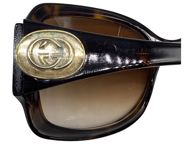 Gafas de sol Gucci GG Crest con lentes degradadas efecto carey en acetato marrón - vista 7