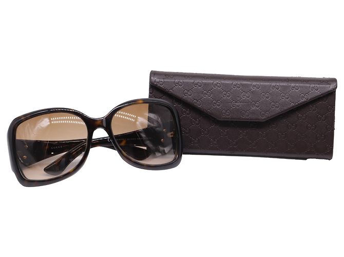 Gafas de sol Gucci GG Crest con lentes degradadas efecto carey en acetato marrón - vista 8