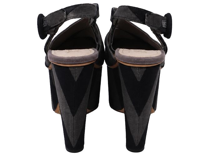 Sandali con platform Prada in tela multicolore - vista 5