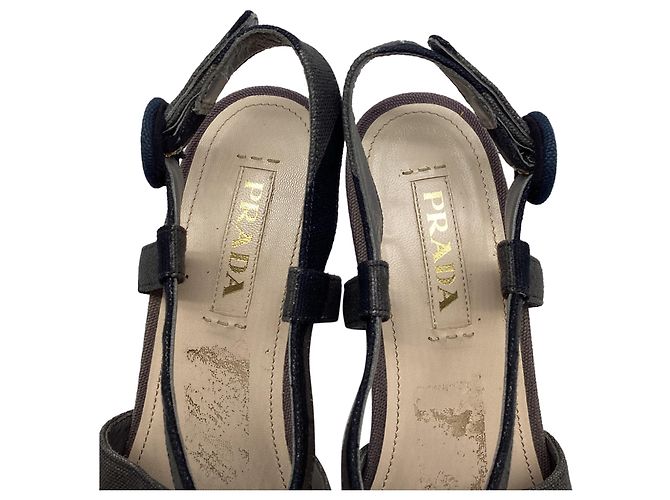 Sandali con platform Prada in tela multicolore - vista 8