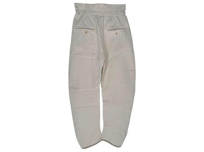 Pantalones de talle alto Isabel Marant en algodón blanco Crudo - vista 2