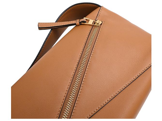 Loewe Puzzle Hobo in pelle di vitello Tan Marrone Rosso - vista 13