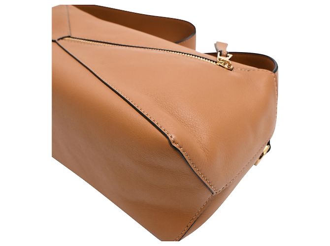 Loewe Puzzle Hobo in pelle di vitello Tan Marrone Rosso - vista 15