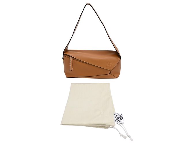 Loewe Puzzle Hobo in pelle di vitello Tan Marrone Rosso - vista 2