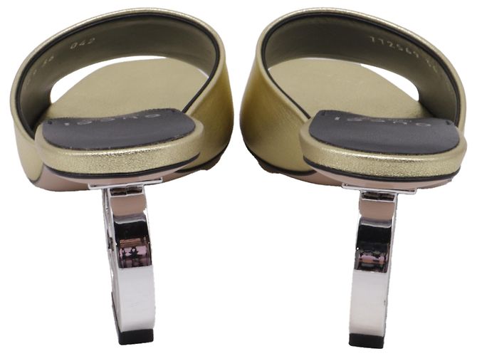 Gucci Bella Absatz-Mules aus metallischem Goldleder - Ansicht 5