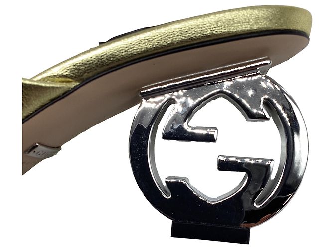 Gucci Bella Absatz-Mules aus metallischem Goldleder - Ansicht 7