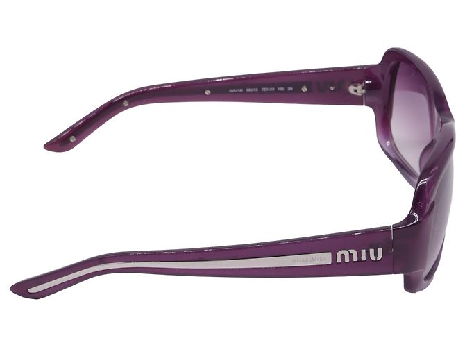 Miu Miu eckige Sonnenbrille mit violettem Acetat Lila - Ansicht 3