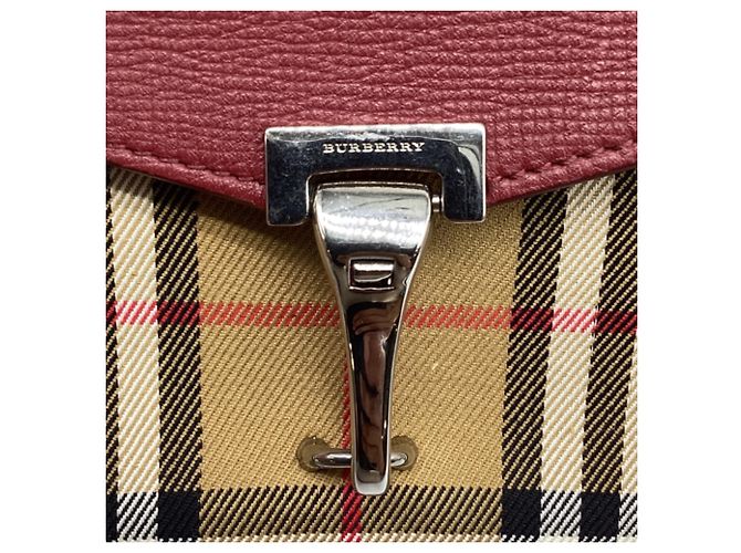 Borsa a tracolla piccola Burberry Derby House Check in pelle di vitello rossa Rosso - vista 10