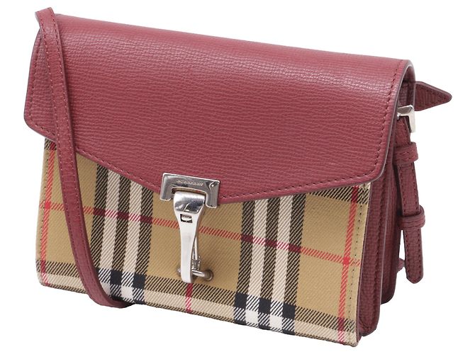 Borsa a tracolla piccola Burberry Derby House Check in pelle di vitello rossa Rosso - vista 2