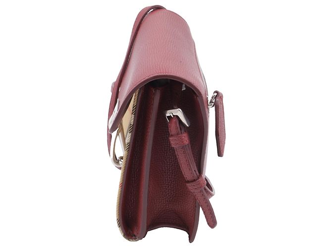 Borsa a tracolla piccola Burberry Derby House Check in pelle di vitello rossa Rosso - vista 3