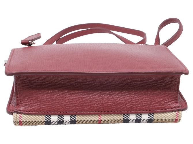 Borsa a tracolla piccola Burberry Derby House Check in pelle di vitello rossa Rosso - vista 5