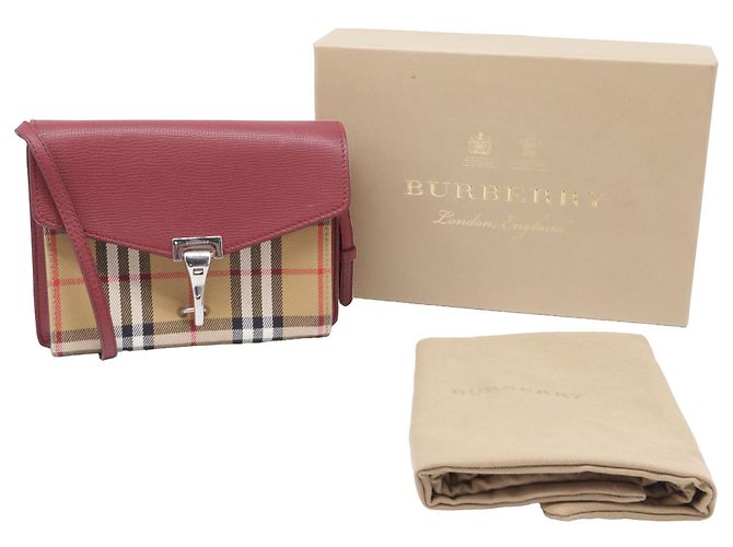 Borsa a tracolla piccola Burberry Derby House Check in pelle di vitello rossa Rosso - vista 6