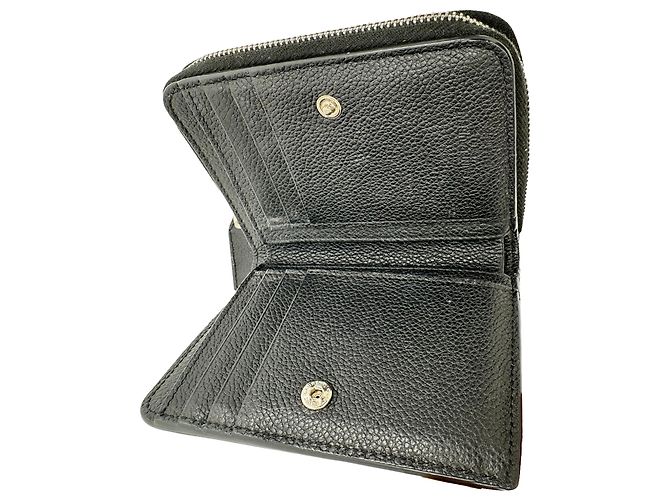Saint Laurent Rive Gauche Zip Around Compact Wallet aus schwarzem Leder - Ansicht 10
