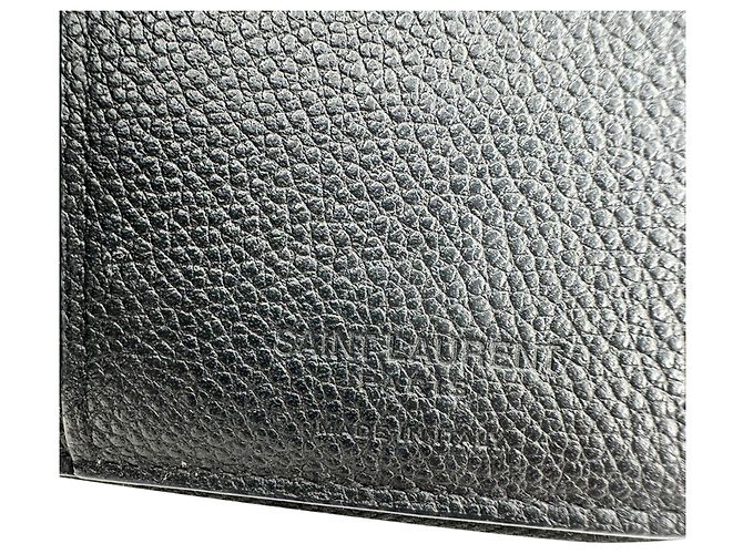 Saint Laurent Rive Gauche Zip Around Compact Wallet aus schwarzem Leder - Ansicht 11