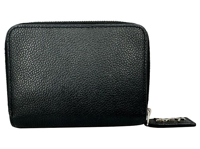 Saint Laurent Rive Gauche Zip Around Compact Wallet aus schwarzem Leder - Ansicht 6