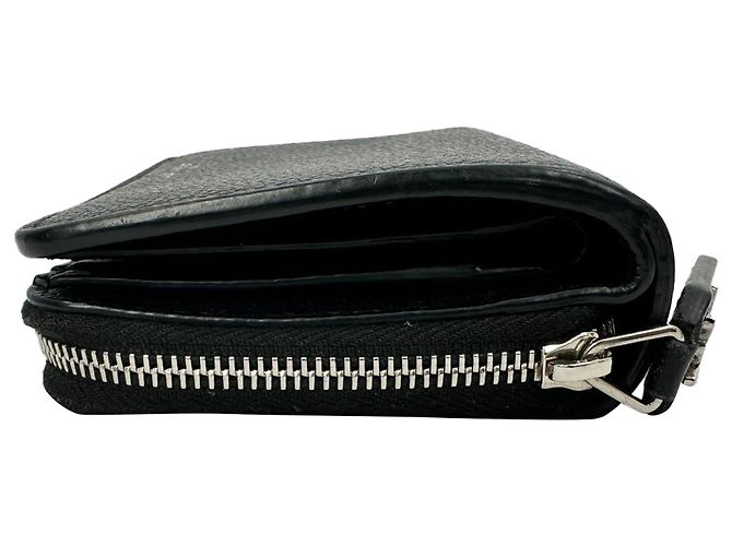 Saint Laurent Rive Gauche Zip Around Compact Wallet aus schwarzem Leder - Ansicht 9