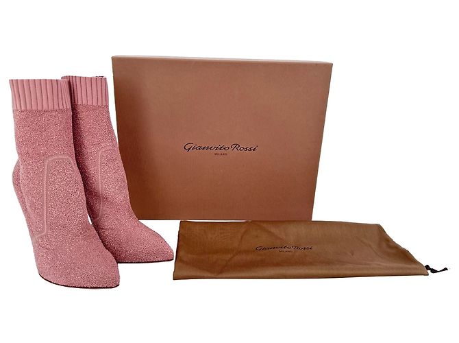 Botines Fiona de punto de bucle Gianvito Rossi Rosa Sintético Castaño - vista 10