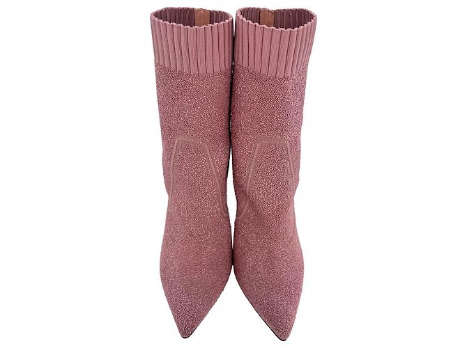 Botines Fiona de punto de bucle Gianvito Rossi Rosa Sintético Castaño - vista 4