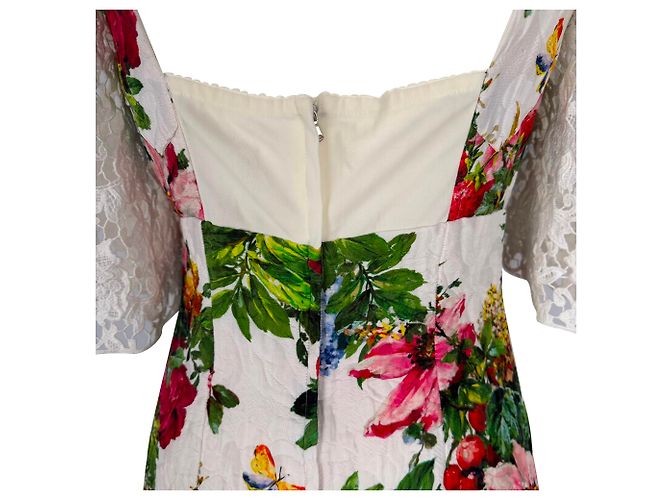 Dolce & Gabbana Mini-Kleid aus floralem Jacquard in Multicolor-Baumwolle Mehrfarben - Ansicht 4