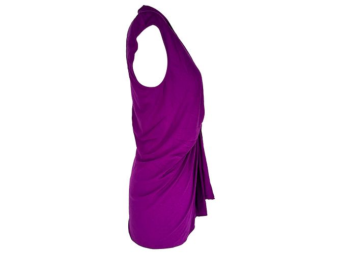 Camicetta Yves Saint Laurent con scollo a V e dettaglio intrecciato in viscosa viola - vista 2