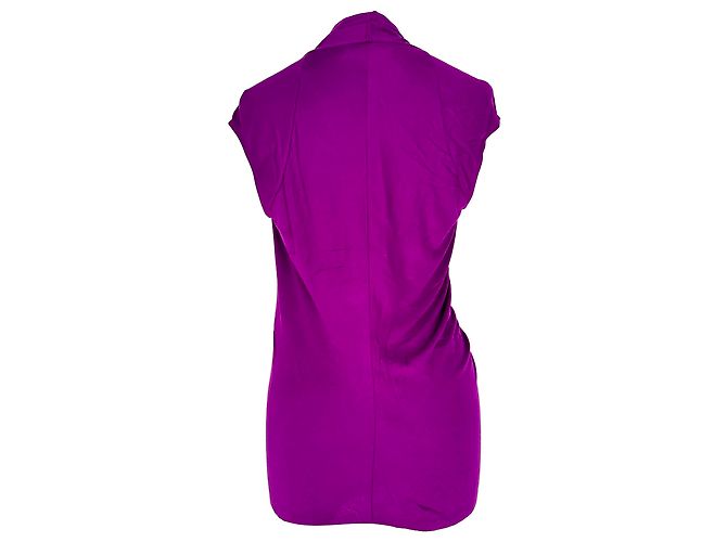 Camicetta Yves Saint Laurent con scollo a V e dettaglio intrecciato in viscosa viola - vista 3
