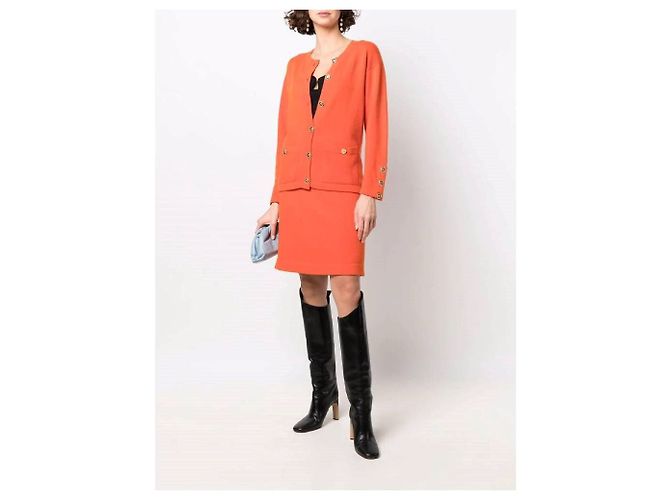 Chanel Cashmere-Rock mit elastischem Bund Orange - Ansicht 2