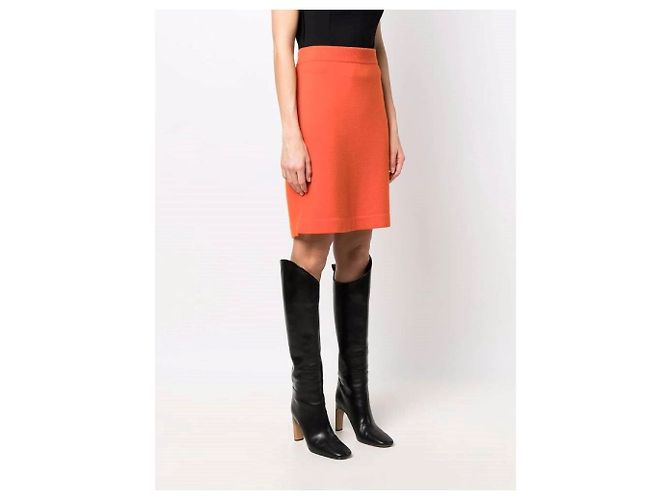 Chanel Cashmere-Rock mit elastischem Bund Orange - Ansicht 3