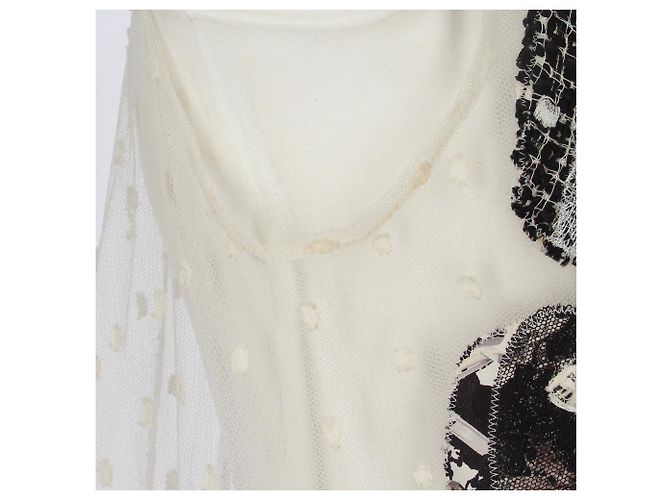 Regata de renda com bolinhas Chanel Branco - vista 4