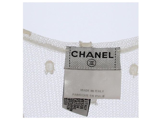 Regata de renda com bolinhas Chanel Branco - vista 6