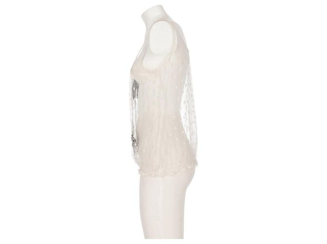 Regata de renda com bolinhas Chanel Branco - vista 7